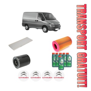 Set Pachet filtre revizie Bosch, 6 litrii ulei Castrol 10W40 CITROEN JUMPER I Van (230L) 2.8 HDi din 2000-2002, 4x Stickere auto cu CITROEN