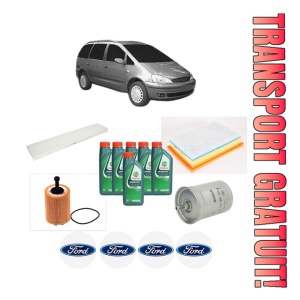 Set Pachet filtre revizie Bosch, 6 litrii ulei Castrol 10W40 FORD GALAXY MK I VAN (WGR) 2.8 din 2000-2006, 4x Stickere auto cu FORD