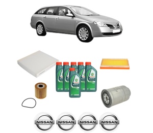 Set Pachet filtre revizie Bosch, 6 litrii ulei Castrol 10W40 NISSAN PRIMERA Estate (WP12) 2.2 Di din 2002-2003, 4x Stickere auto cu NISSAN - Img 2
