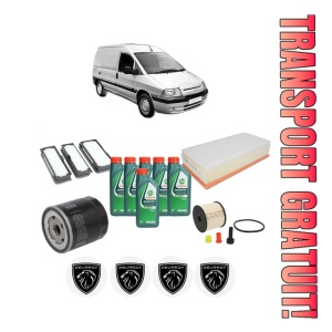 Set Pachet filtre revizie Bosch, 6 litrii ulei Castrol 10W40 PEUGEOT EXPERT Van (222) 2.0 HDI din 2000-2006, 4x Stickere auto cu PEUGEOT - Img 1