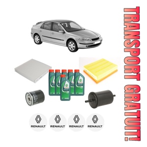 Set Pachet filtre revizie Bosch, 6 litrii ulei Castrol 10W40 RENAULT LAGUNA II (BG0/1_) 3.0 V6 24V (BG01, BG02, BG0D, BG0Y) din 2001-2007, 4x Stickere auto cu RENAULT