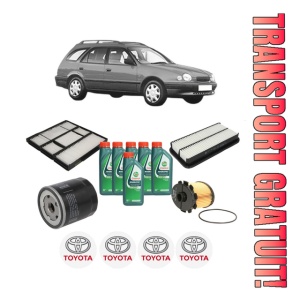 Set Pachet filtre revizie Bosch, 6 litrii ulei Castrol 10W40 TOYOTA COROLLA Estate (_E11_) 1.9 D (WZE110_, WZE110R) din 2000-2001, 4x Stickere auto cu TOYOTA
