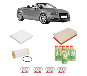 Set Pachet filtre revizie Bosch, 6 litrii ulei Castrol 5W30 AUDI A3 Convertible (8V7, 8VE) S3 quattro din 2016-2020, 4x Stickere auto cu AUDI - Img 2