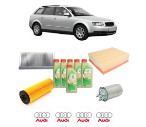 Set Pachet filtre revizie Bosch, 6 litrii ulei Castrol 5W30 AUDI A4 B6 Avant (8E5) 2.5 TDI quattro din 2001-2004, 4x Stickere auto cu AUDI - Img 2