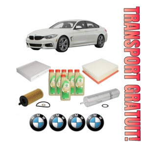 Set Pachet filtre revizie Bosch, 6 litrii ulei Castrol 5W30 BMW Seria 3 Gran Turismo (F34) 320 d din 2013-2015, 4x Stickere auto cu BMW