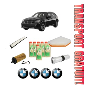 Set Pachet filtre revizie Bosch, 6 litrii ulei Castrol 5W30 BMW Seria X1 (E84) xDrive 25 d din 2009-2015, 4x Stickere auto cu BMW