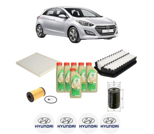 Set Pachet filtre revizie Bosch, 6 litrii ulei Castrol 5W30 HYUNDAI i30 (GD) 1.6 CRDi din 2011-2015, 4x Stickere auto cu HYUNDAI - Img 2