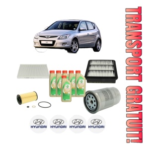 Set Pachet filtre revizie Bosch, 6 litrii ulei Castrol 5W30 HYUNDAI i30 Estate (FD) 1.6 CRDi din 2008-2012, 4x Stickere auto cu HYUNDAI
