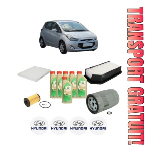 Set Pachet filtre revizie Bosch, 6 litrii ulei Castrol 5W30 HYUNDAI ix20 (JC) 1.4 CRDi din 2010-2019, 4x Stickere auto cu HYUNDAI