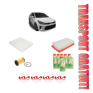 Set Pachet filtre revizie Bosch, 6 litrii ulei Castrol 5W30 KIA RIO IV (YB, SC, FB) 1.4 CRDi 90 din 2017, 4x Stickere auto cu KIA
