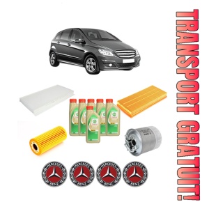 Set Pachet filtre revizie Bosch, 6 litrii ulei Castrol 5W30 MERCEDES-BENZ B-CLASS Sports Tourer (W245) B 180 CDI (245.207) din 2005-2011, 4x Stickere auto cu MERCEDES-BENZ
