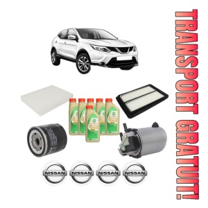 Set Pachet filtre revizie Bosch, 6 litrii ulei Castrol 5W30 NISSAN QASHQAI II (J11, J11_) 1.5 dCi din 2018, 4x Stickere auto cu NISSAN