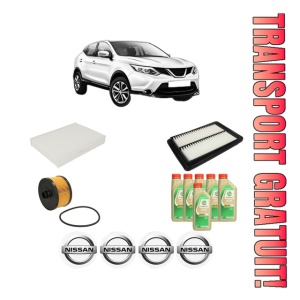 Set Pachet filtre revizie Bosch, 6 litrii ulei Castrol 5W30 NISSAN QASHQAI II (J11, J11_) 1.3 DIG-T din 2018, 4x Stickere auto cu NISSAN