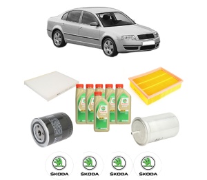 Set Pachet filtre revizie Bosch, 6 litrii ulei Castrol 5W30 SKODA SUPERB I (3U4) 2.8 V6 din 2002-2008, 4x Stickere auto cu SKODA - Img 2
