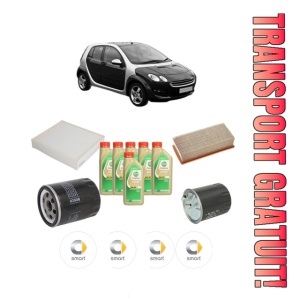 Set Pachet filtre revizie Bosch, 6 litrii ulei Castrol 5W30 SMART FORFOUR (454) 1.5 CDI (454.000) din 2004-2006, 4x Stickere auto cu SMART