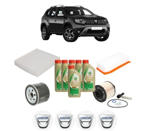 Set Pachet filtre revizie Bosch, 6 litrii ulei Castrol 5W40 DACIA DUSTER (HM_) 1.5 dCi 90 (HMAA) din 2017, 4x Stickere auto cu DACIA - Img 2