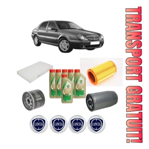 Set Pachet filtre revizie Bosch, 6 litrii ulei Castrol 5W40 LANCIA LYBRA (839_) 2.4 JTD (839.AXE1A) din 2002-2005, 4x Stickere auto cu LANCIA