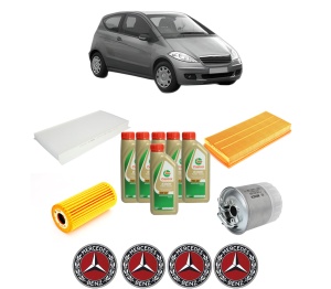 Set Pachet filtre revizie Bosch, 6 litrii ulei Castrol 5W40 MERCEDES-BENZ A-CLASS (W169) A 180 CDI (169.007, 169.307) din 2004-2012, 4x Stickere auto cu MERCEDES-BENZ - Img 2