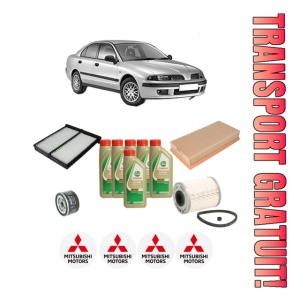 Set Pachet filtre revizie Bosch, 6 litrii ulei Castrol 5W40 MITSUBISHI CARISMA (DA_) 1.9 DI-D (DA5A) din 2000-2006, 4x Stickere auto cu MITSUBISHI
