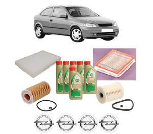 Set Pachet filtre revizie Bosch, 6 litrii ulei Castrol 5W40 OPEL ASTRA G Hatchback (T98) 2.2 DTI (F08, F48) din 2002-2005, 4x Stickere auto cu OPEL - Img 2