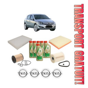 Set Pachet filtre revizie Bosch, 6 litrii ulei Castrol 5W40 OPEL ASTRA H CLASSIC Hatchback (A04) 1.7 CDTI (L48) din 2009, 4x Stickere auto cu OPEL