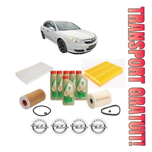 Set Pachet filtre revizie Bosch, 6 litrii ulei Castrol 5W40 OPEL VECTRA C (Z02) 2.2 DTI 16V (F69) din 2002-2004, 4x Stickere auto cu OPEL