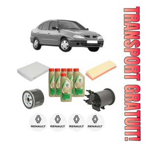 Set Pachet filtre revizie Bosch, 6 litrii ulei Castrol 5W40 RENAULT MEGANE I Classic (LA0/1_) 1.9 dCi (LA05, LA1F) din 2001-2003, 4x Stickere auto cu RENAULT