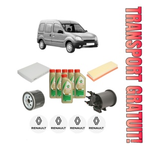 Set Pachet filtre revizie Bosch, 6 litrii ulei Castrol 5W40 RENAULT KANGOO (KC0/1_) 1.9 dCi 4x4 din 2003, 4x Stickere auto cu RENAULT