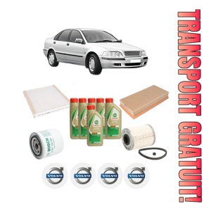 Set Pachet filtre revizie Bosch, 6 litrii ulei Castrol 5W40 VOLVO S40 I (644) 1.9 DI din 2000-2003, 4x Stickere auto cu VOLVO