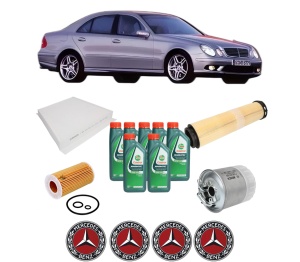 Set Pachet filtre revizie Bosch, 7 litrii ulei Castrol 10W40 MERCEDES-BENZ E-CLASS (W211) E 220 CDI (211.006) din 2002-2008, 4x Stickere auto cu MERCEDES-BENZ - Img 2