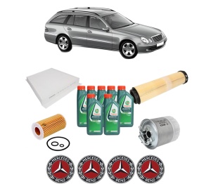 Set Pachet filtre revizie Bosch, 7 litrii ulei Castrol 10W40 MERCEDES-BENZ E-CLASS T-Model (S211) E 220 CDI (211.206) din 2003-2009, 4x Stickere auto cu MERCEDES-BENZ - Img 2