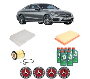 Set Pachet filtre revizie Bosch, 7 litrii ulei Castrol 10W40 MERCEDES-BENZ C-CLASS Coupe (C205) C 180 (205.340) din 2015-2020, 4x Stickere auto cu MERCEDES-BENZ - Img 2