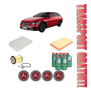 Set Pachet filtre revizie Bosch, 7 litrii ulei Castrol 10W40 MERCEDES-BENZ E-CLASS T-Model (S213) E 250 (213.245) din 2016-2018, 4x Stickere auto cu MERCEDES-BENZ
