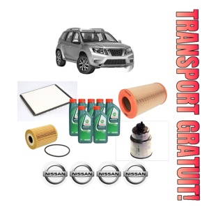 Set Pachet filtre revizie Bosch, 7 litrii ulei Castrol 10W40 NISSAN TERRANO II (R20) 3.0 Di 4WD din 2002-2007, 4x Stickere auto cu NISSAN