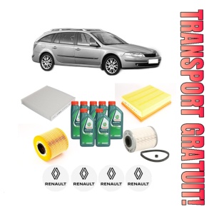 Set Pachet filtre revizie Bosch, 7 litrii ulei Castrol 10W40 RENAULT LAGUNA II Grandtour (KG0/1_) 2.2 dCi (KG0F) din 2001-2006, 4x Stickere auto cu RENAULT