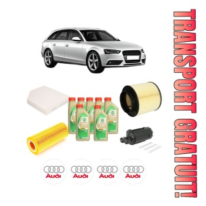 Set Pachet filtre revizie Bosch, 7 litrii ulei Castrol 5W30 AUDI A4 B8 Avant (8K5) S4 quattro din 2008-2015, 4x Stickere auto cu AUDI