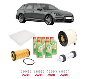 Set Pachet filtre revizie Bosch, 7 litrii ulei Castrol 5W30 AUDI A4 B9 Avant (8W5, 8WD) 45 TDI quattro din 2018, 4x Stickere auto cu AUDI - Img 2