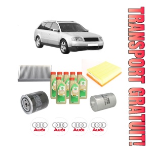 Set Pachet filtre revizie Bosch, 7 litrii ulei Castrol 5W30 AUDI A6 C5 Avant (4B5, 4B6) 3.0 quattro din 2001-2005, 4x Stickere auto cu AUDI