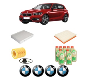 Set Pachet filtre revizie Bosch, 7 litrii ulei Castrol 5W30 BMW Seria 1 (F20) M 135 i xDrive din 2012-2015, 4x Stickere auto cu BMW - Img 2