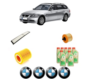 Set Pachet filtre revizie Bosch, 7 litrii ulei Castrol 5W30 BMW Seria 3 Touring (E91) 330 xi din 2005-2007, 4x Stickere auto cu BMW - Img 2