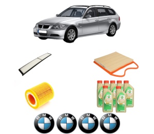 Set Pachet filtre revizie Bosch, 7 litrii ulei Castrol 5W30 BMW Seria 3 Touring (E91) 335 i din 2006-2012, 4x Stickere auto cu BMW - Img 2