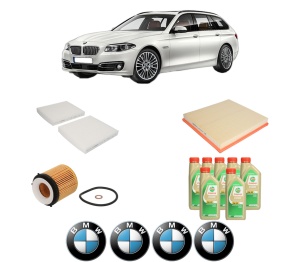 Set Pachet filtre revizie Bosch, 7 litrii ulei Castrol 5W30 BMW Seria 5 Touring (F11) 535 i din 2010-2017, 4x Stickere auto cu BMW - Img 2