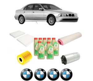 Set Pachet filtre revizie Bosch, 7 litrii ulei Castrol 5W30 BMW Seria 5 (E39) 525 d din 2000-2003, 4x Stickere auto cu BMW - Img 2
