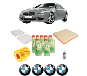 Set Pachet filtre revizie Bosch, 7 litrii ulei Castrol 5W30 BMW Seria 6 Coupe (F13) 640 i xDrive din 2013-2017, 4x Stickere auto cu BMW - Img 2