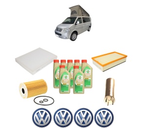 Set Pachet filtre revizie Bosch, 7 litrii ulei Castrol 5W30 Volkswagen CALIFORNIA T5 Camper (7EC, 7EF, 7EG, 7HF, 7HC) 2.0 TDI 4motion din 2009-2015, 4x Stickere auto cu Volkswagen - Img 2