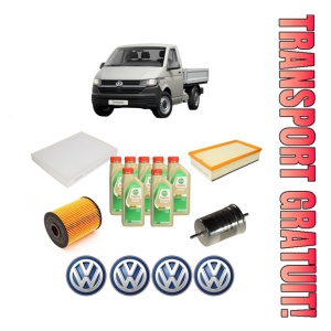 Set Pachet filtre revizie Bosch, 7 litrii ulei Castrol 5W30 Volkswagen TRANSPORTER T5 Platform/Chassis (7JD, 7JE, 7JL, 7JY, 7JZ, 7F VR6 3.2 4motion din 2003-2009, 4x Stickere auto cu Volkswagen