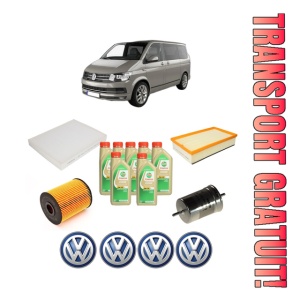 Set Pachet filtre revizie Bosch, 7 litrii ulei Castrol 5W30 Volkswagen TRANSPORTER T5 Bus (7HB, 7HJ, 7EB, 7EJ) 3.2 V6 4motion din 2003-2009, 4x Stickere auto cu Volkswagen