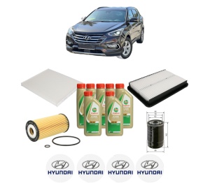Set Pachet filtre revizie Bosch, 7 litrii ulei Castrol 5W40 HYUNDAI SANTA FÉ III (DM, DMA) 2.2 CRDi din 2012-2018, 4x Stickere auto cu HYUNDAI - Img 2