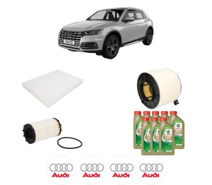 Set Pachet filtre revizie Bosch, 8 litrii ulei Castrol 0W20 AUDI Q5 (FYB, FYG) SQ5 TFSI quattro din 2016, 4x Stickere auto cu AUDI - Img 2