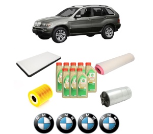 Set Pachet filtre revizie Bosch, 8 litrii ulei Castrol 5W30 BMW Seria X5 (E53) 3.0 d din 2001-2003, 4x Stickere auto cu BMW - Img 2